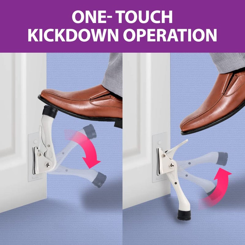 Hashi Door Stopper with Adhesive Bracket Stickers  No Drilling or Tools Needed  Available for All Doors  Door Holder  Heavy Door Stop  KickDown Door Stoppers  Bottom of Door by HASHI (Satin Nickel/Bracket) - Image 2